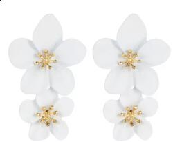 Kokonet Fehér, dupla virágos fülbevaló, arany matt, lógós, tavaszi, finom (3-0404)
