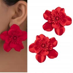 Kokonet Piros fülbevaló virágok élénk szín matt kimenet divatos trendi stift (Kolczyki kwiatowe czerwone rozłożyste)