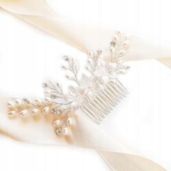 Kokonet Esküvői fésű virágokkal, Gyöngyökkel és cirkónia kövekkel a hajba (4-0165)