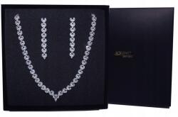 Kokonet Esküvői szett nyaklánc Fülbevaló ékszer szett Levelek virágok ezüst (ZESTAW ślubny naszyjnik KOLCZYKI)