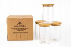 POLIFACH 4x1000ml-es üvegedények Bambo fedővel élelmiszer befőttes üveg kancsó PF-957 (PF-957)