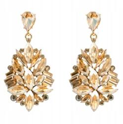 Kokonet Hosszú, szétnyitható fülbevaló pezsgő champagne arany kristályok (3-0365)