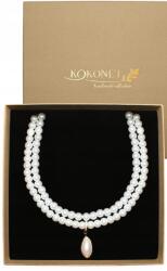 Kokonet Elegáns gyöngy nyaklánc Vintage mutatós medál eredeti ékszer (ELEGANCKI perłowy naszyjnik VINTAGE okazała)