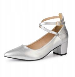  Plilima Női Cipő Magassarkú Pántos Ezüst Színű 37-es Méret (B0CXDWVZ8T)