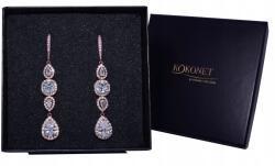 Kokonet Lógó, hosszú menyasszonyi fülbevaló rózsaarany színben, gyémántokkal (8-0366)