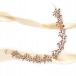 Kokonet Hajpánt rózsaszín arany színű ággal, levelekkel és cirkóniákkal (4-0104)