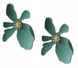 Kokonet Fülbevaló zöld virágok stift arany türkiz Esküvő alkalmi stílus (3-0399)
