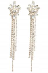 Kokonet Hosszú arany fülbevaló strasszokkal, csillogó kristályokkal ajándék (3-0390)