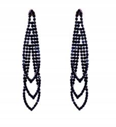 Kokonet Hosszú fülbevaló grafit sötétkék strasszok finom csillogó party (3-0511)