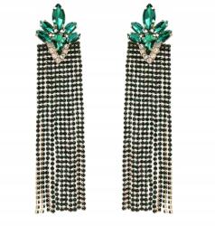 Kokonet Hosszú zöld cirkónia köves 2 az 1-ben fülbevaló, elegáns, divatos (3-0509)