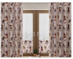  Virágmintás Függöny A Konyhába Gyönyörű Szalaggal Bézs Krémszínű 140x240 6390 (45345)