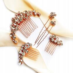 Kokonet Hajdíszek rosegold rózsaszín arany fésű konty ékszer betétek (Różowe złoto grzebyki szpilki biżuteryjne)