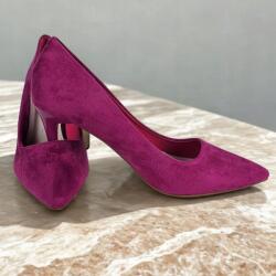  Érzéki női magassarkú cipő fukszia színben, puha velúrból méret 37 (GF-JX527)