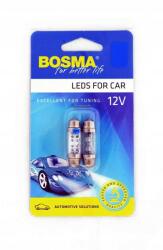 BOSMA Izzó 12V 4xLED Standard SV8, 5 10x36mm Kék (2 db bliszter)