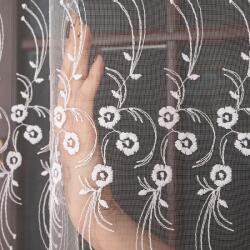  Függöny Tüll Hímzett Sok Méret Rövidített Ráncoló Szalag 400x280 6354 (erfcew456)