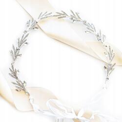 Kokonet Lenyűgöző, ezüst színű hajpánt cirkóniákkal és fényes levelekkel (4-0198)