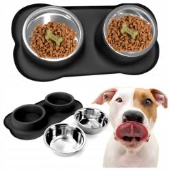  Dupla Tál Kutyának Macskának Fém Csúszásgátló 2 Tál Alátét (5906657117489)