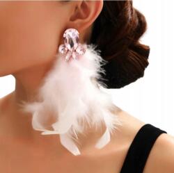 Kokonet Világos rózsaszín fülbevaló Toll strassz toll elegáns mutatós (3-0425)