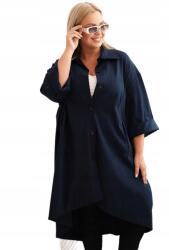 Kesi Sötétkék Plus Size női kabát, gombos, zsebekkel (5907302512727)
