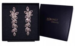 Kokonet Hosszú virágos fülbevaló esküvőre, Rose rózsaszín arany (8-0332)