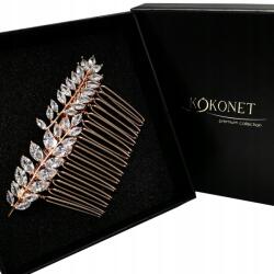 Kokonet Esküvői fésű rózsaszín arany levelek boho garancia (4-0085)