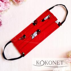  Pamut Gyerek maszk Autók piros Gumival (9-0051)