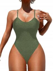Shein Egyrészes Fürdőruha, zöld, Size L, 20% elasztán