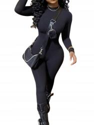 Shein Fekete Elasztikus Hosszú Ujjú Overál L 1JE