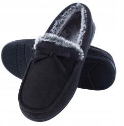 Férfi Plüss Mokaszin Cipő Szőrmével Fekete Bebújós R 43 (X001M261OR)