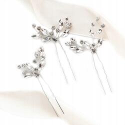 Kokonet Esküvői fülbevaló szett strasszokkal, ezüst díszekkel, Fényes (Zestaw WSUWEK ślubnych z cyrkoniami ozdoby)