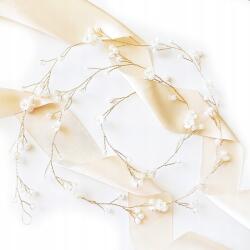 Kokonet Arany girland ág virágokkal és Gyöngyökkel finom hosszú 94cm (Złota opaska gałązka długa 94cm z KWIATAMI)