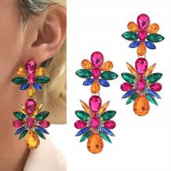 Kokonet Fülbevaló arany élénk színek gyönyörű estélyi glam látványos fukszia zöld (3-0580)