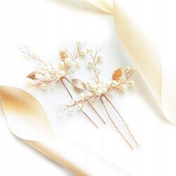Kokonet Aranyozott hajdísz szett bedugós szett gyöngyökkel (Złote wsuwki kokówki szpilki z listkami)