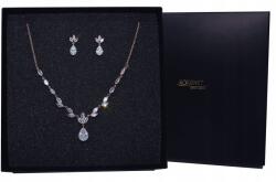 Kokonet Komplett nyaklánc fülbevaló rózsaszín arany esküvő Glam ajándék (Komplet zestaw naszyjnik kolczyki)