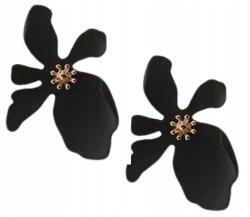 Kokonet Fekete fülbevaló virágos arany stiftes rövid XXL 4cm Elegáns (3-0401)
