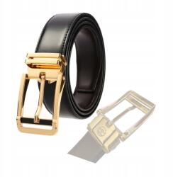  Öv Kétoldalas Fekete-barna, Elegáns Arany Csattal (pasek czarny z klamrą złotą nowoczesny)