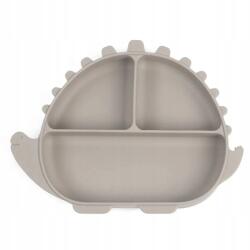 CHI CHI Szilikon tányér tapadókoronggal gyerekeknek Blw 6m+ dino szürke Chi Chi (DINO Taupe)