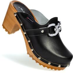 PanSzew Női Bőrből Készült Fapapucs Lánccal, 35-41-es Méretben Lengyel PanSzew (Obuwie Klapki na Wysokim Obcasie Czarne Trepy) - allegro - 13 165 Ft