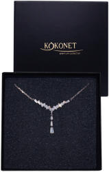 Kokonet Csillogó, függő ezüst nyaklánc cirkónia kövekkel, elegáns ékszer díszdobozban (NASZYJNIK krawatka srebrny kryształki wiszący)