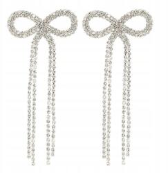 Kokonet Ezüst fülbevaló masni elegáns csillogó estélyi hosszú szálak (3-0567)