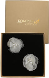 Kokonet Fülbevaló fehér selyem virágok természetes gyöngyök kézzel készített esküvő eredeti Boho (Kolczyki kwiaty naturalne perły oryginał BOHO)