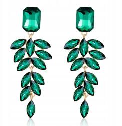 Kokonet Zöld üveg fülbevaló elegáns mély lógós hosszú sötét (3-0377)