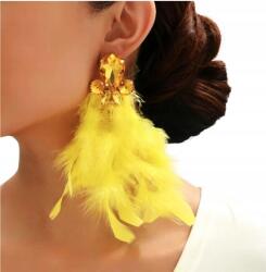 Kokonet Sárga Neon toll fülbevaló vintage Boho glam hosszú könnyű lógós (3-0424)