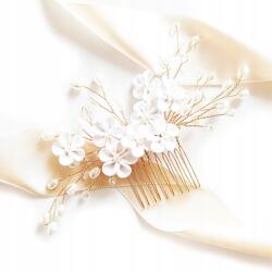 Kokonet Arany fésű apró virágokkal és gyöngyökkel aranyos esküvői dekoráció Haj (4-0228)