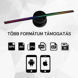 QX3D Holografikus LED Ventilátor - 3D Látványmegjelenítő, WiFi & App vezérléssel