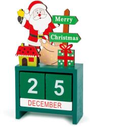 Family Collection Karácsonyi mikulásos visszaszámlálós naptár számkockákkal és hónapjelölőkkel - 13, 5x7x3, 5 cm