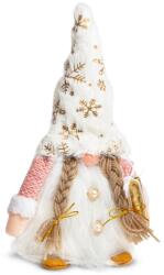 Family Collection Karácsonyi skandináv manó fehér hópelyhes sapkával - 28x15cm