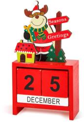 Family Collection Karácsonyi rénszarvasos visszaszámlálós naptár számkockákkal és hónapjelölőkkel - 13, 5x7x3, 5 cm
