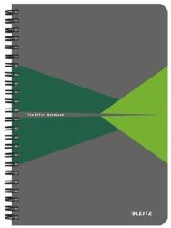 Leitz Spirálfüzet, A5, kockás, 90 lap, PP borító, LEITZ "Office", szürke-zöld (44980055) - nyomtassingyen