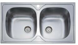 DONAU DE 165 mosogatótálca (860x500 mm, 2 medence) komplett 3 1/2" szifoncsomaggal (1051)